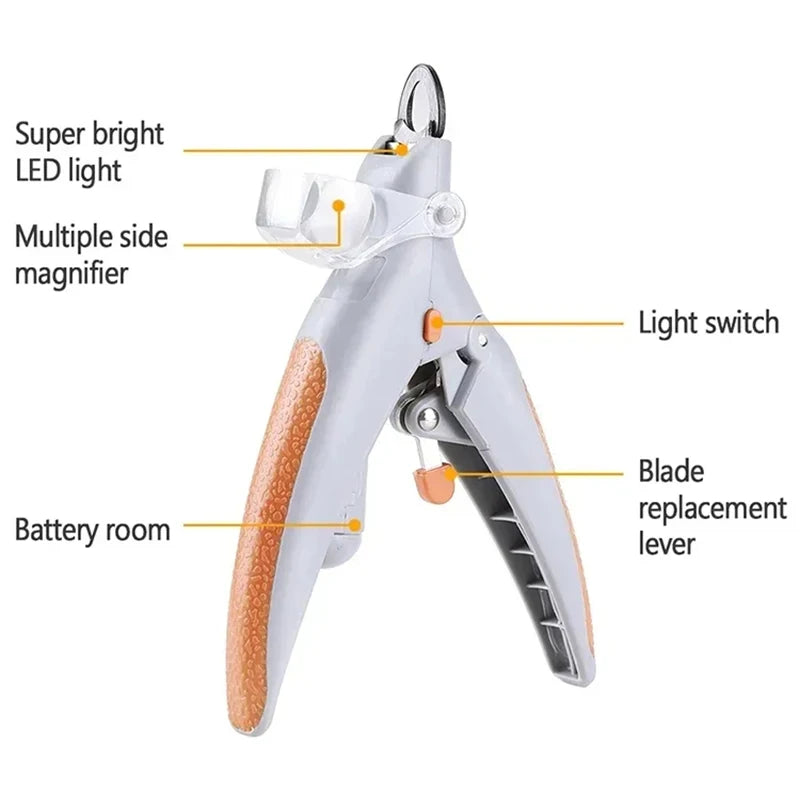 LED Light Pet Nail Clipper with Amplification Function Dog Cat Special Nail Trimmer Tool Pet Grooming Cleaning Supplies