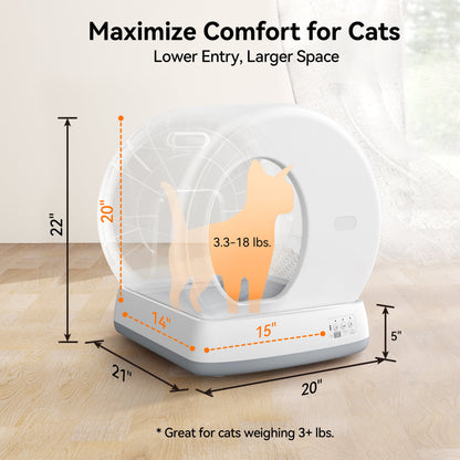 Self-Cleaning Cat Litter Box, Automatic Cat Litter Box with APP Control, Safety Sensors, Odor Isolation & Health Monitoring