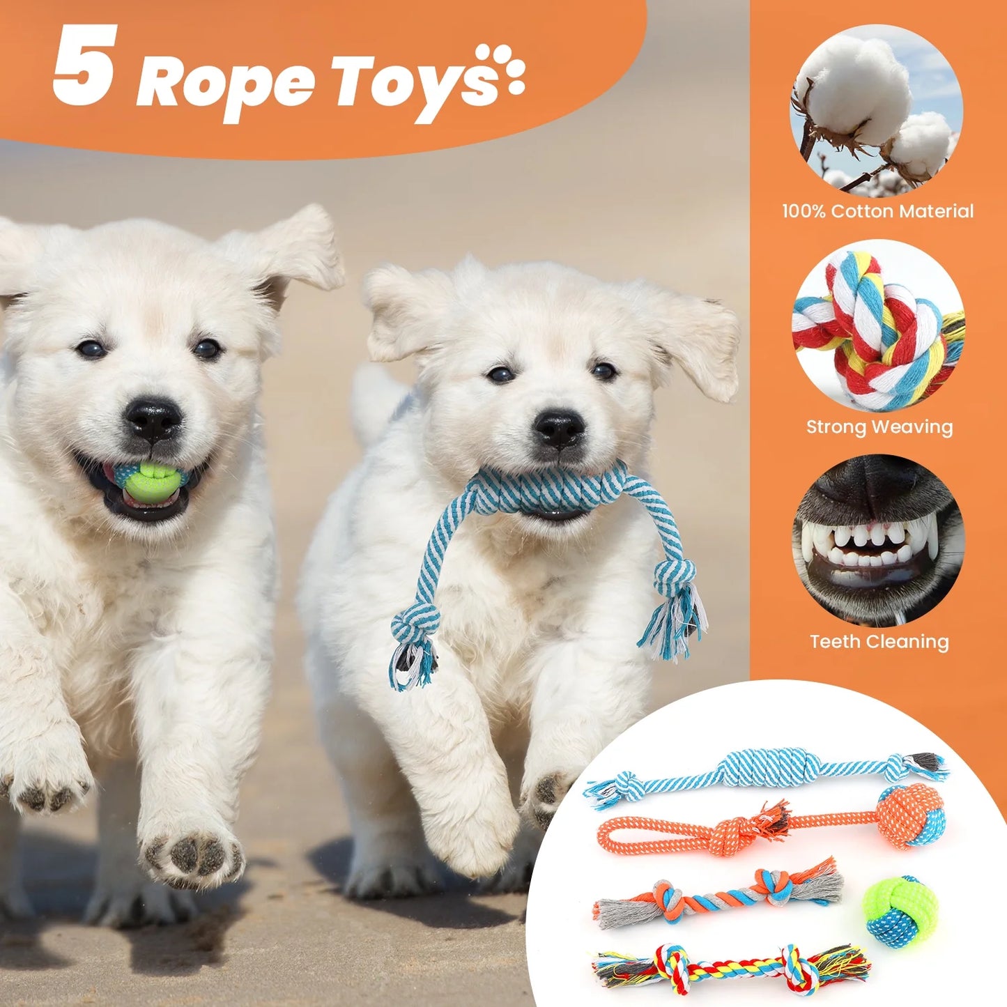 Dog Toys for Small Dogs ,10 Pack Puppy Chew Toys for Teething and Training with Plush Squeaky Toys, Treat Ball and Rope Toys to Keep Them Busy